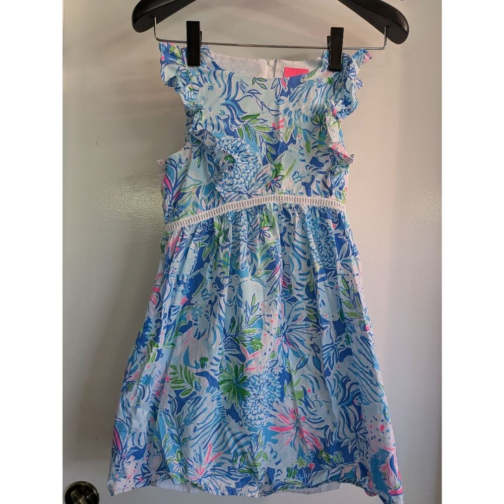 Lilly Pulitzer Girl Madelina shift dress Lion Around print size 10 Pink And Blue